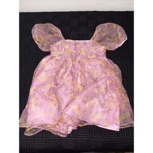 Pokemon Pikachu Pink Girls Puffed Shoulder Tulle Organza Dress Size 14 XL! Cute!
